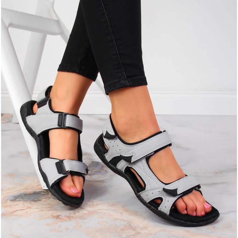 Sandale sport damă American Club gri cu velcro 1 Sandale sport damă American Club gri cu velcro 1