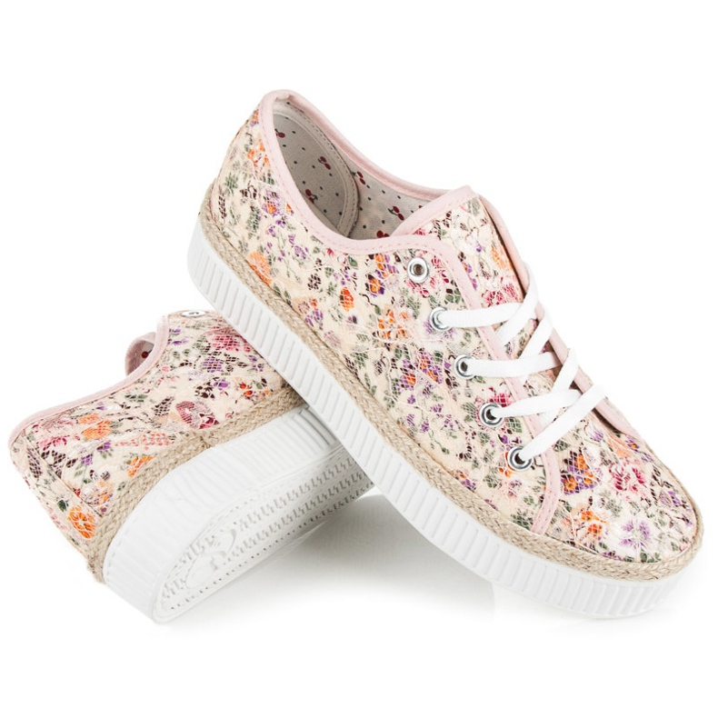 Kylie Espadrile din dantela cu flori multicolor 1