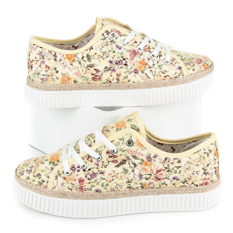 Kylie Espadrile din dantela cu flori multicolor 1 Kylie Espadrile din dantela cu flori multicolor 1