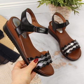 Sandale cu pană de damă Jezzi negru 1