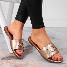 Papuci de dama cu decor Jezzi auriu de aur 1