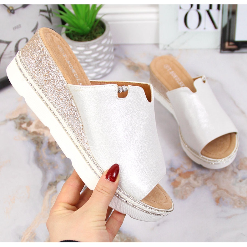 Papuci de argint pentru femei pe o pană T.Sokolski 2