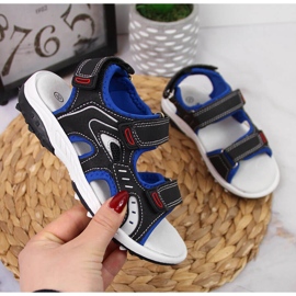 Sandale pentru băieți Black American Club cu velcro negru 1 Sandale pentru băieți Black American Club cu velcro negru 1