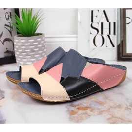 Papuci de dama din piele Artiker colorati confortabili multicolor 2