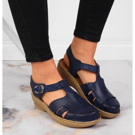 Sandale din piele bleumarin Łukbut 656 albastru marin 6