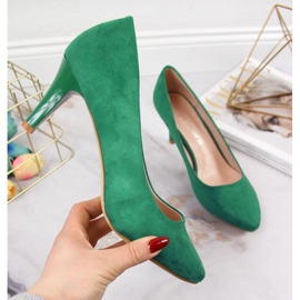 Pompe pe un stiletto Sergio Leone verde de piele intoarsa 1