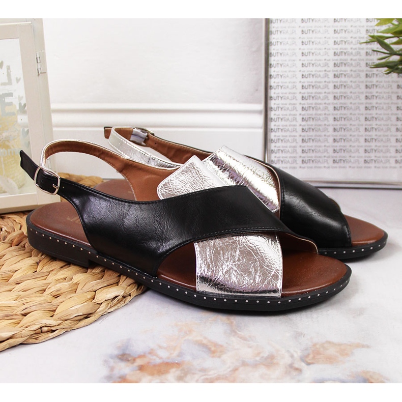 Sandale Jezzi de damă, negre și argintii negru 2