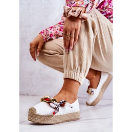 PS1 Espadrile din piele de damă cu un lanț alb fantezie 2