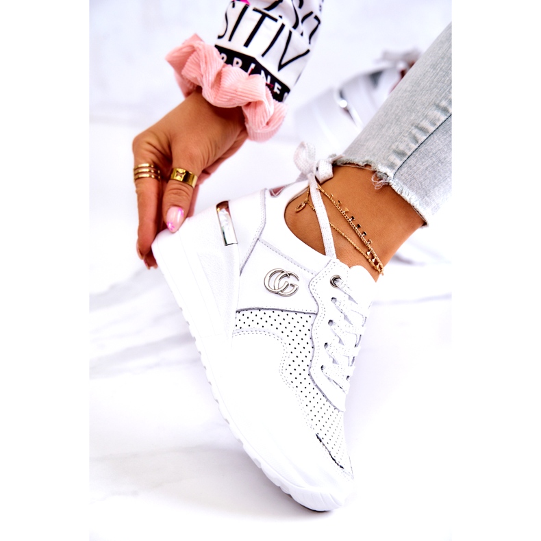 S.Barski Pantofi sport din piele de damă pantofi albi Loissa argint 3