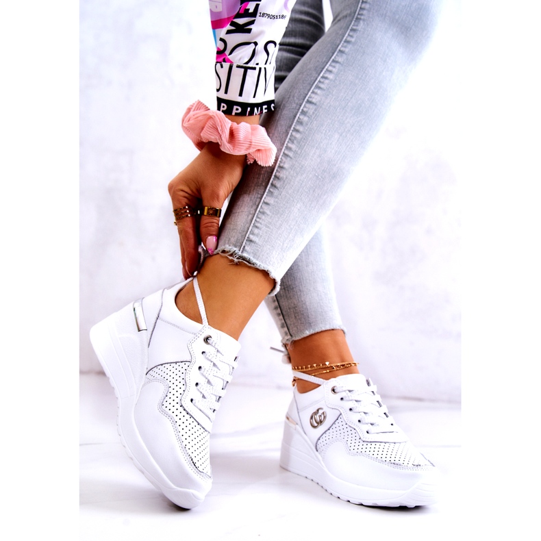 S.Barski Pantofi sport din piele de damă pantofi albi Loissa argint 2