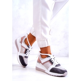 S.Barski Pantofi sport din piele Pantofi sport cu pană Elissa argintiu-gri alb roz 4