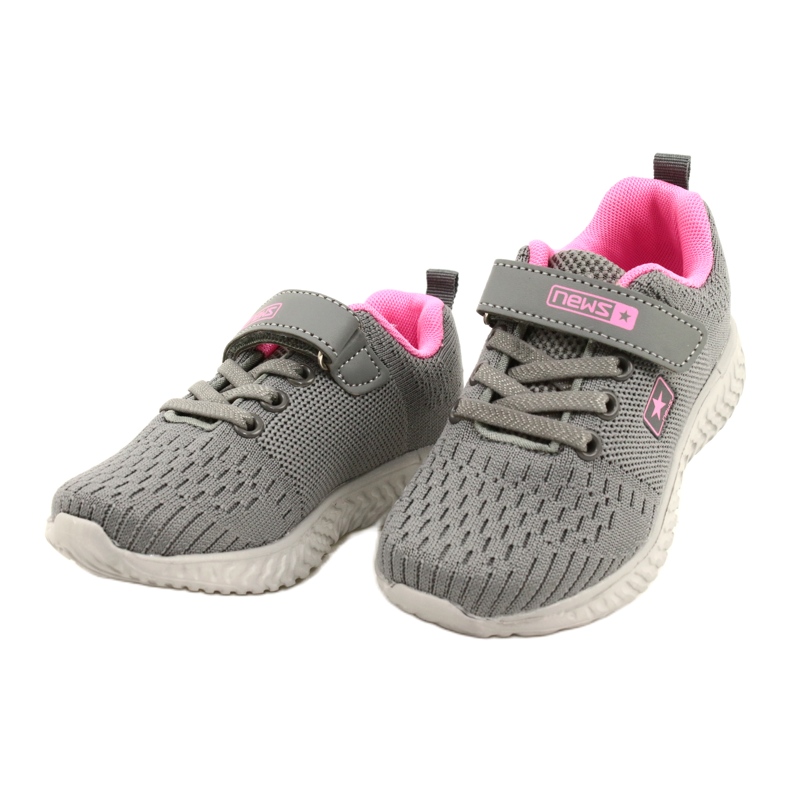 NEWS Pantofi sport pentru copii pentru Velcro 22Z23-4843-M-roz gri 4