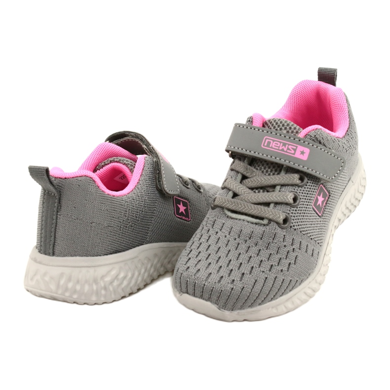 NEWS Pantofi sport pentru copii pentru Velcro 22Z23-4843-M-roz gri 5