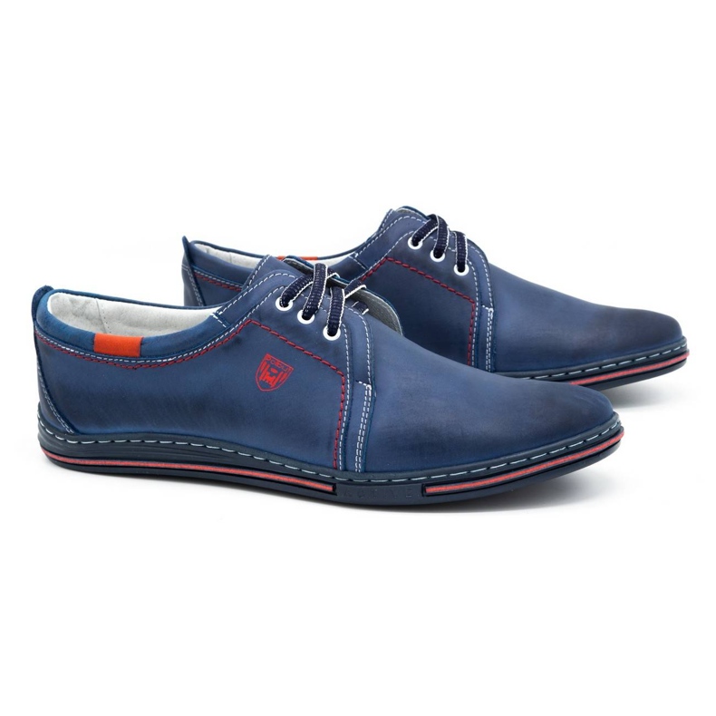 Polbut Pantofi din piele pentru bărbați 343 Navy Blue albastru 2