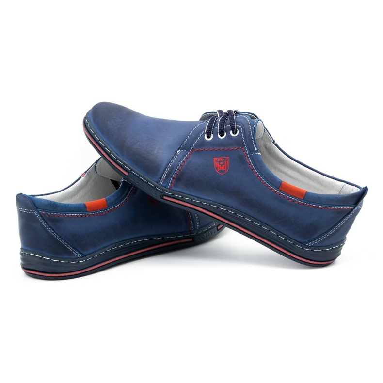 Polbut Pantofi din piele pentru bărbați 343 Navy Blue albastru 5