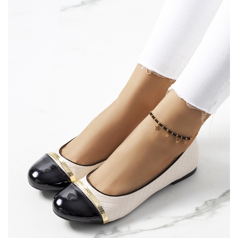 Balerini de dama bej Petra negru 1