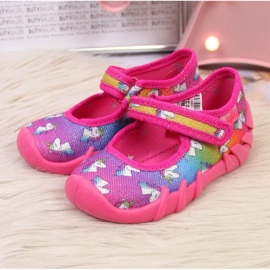 Papuci de balerină cu velcro roz Jr. Befado 2