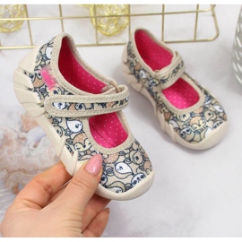 Papuci de balerina cu velcro bej Jr. Befado 1