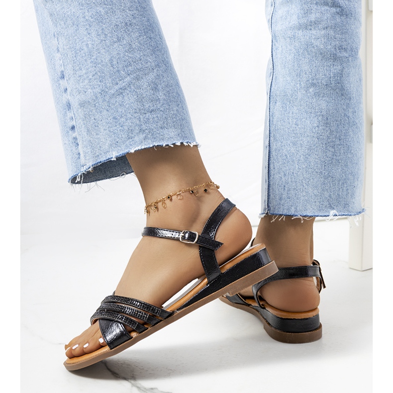 Sandale negre cu zirconiu Parade negru 1 Sandale negre cu zirconiu Parade negru 1