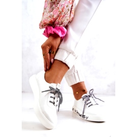 S.Barski Pantofi de damă din piele pe platformă alb Marien 2