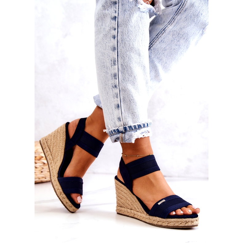 Sandale Damă On Wedge Big Star JJ274977 Bleumarin albastru marin 3