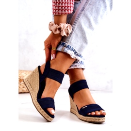 Sandale Damă On Wedge Big Star JJ274977 Bleumarin albastru marin 2