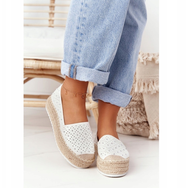 S.Barski Espadrile pe platforma de paie S. Bararski White alb argint 2