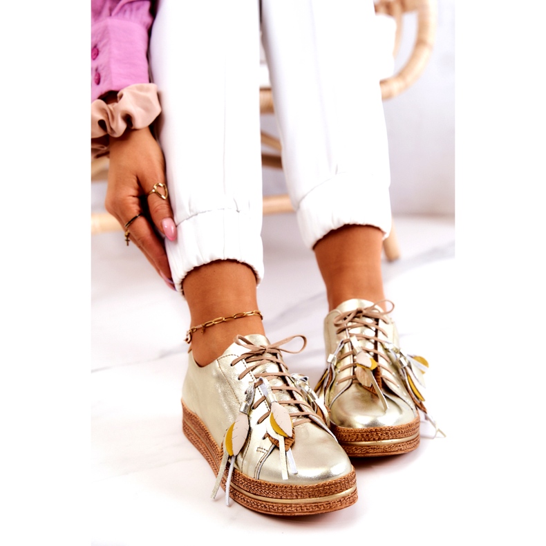 Maciejka 04550-25 Pantofi din piele aurie de aur 5