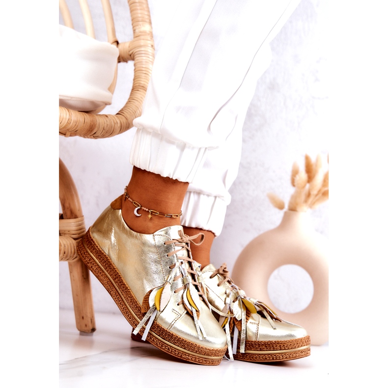 Maciejka 04550-25 Pantofi din piele aurie de aur 1