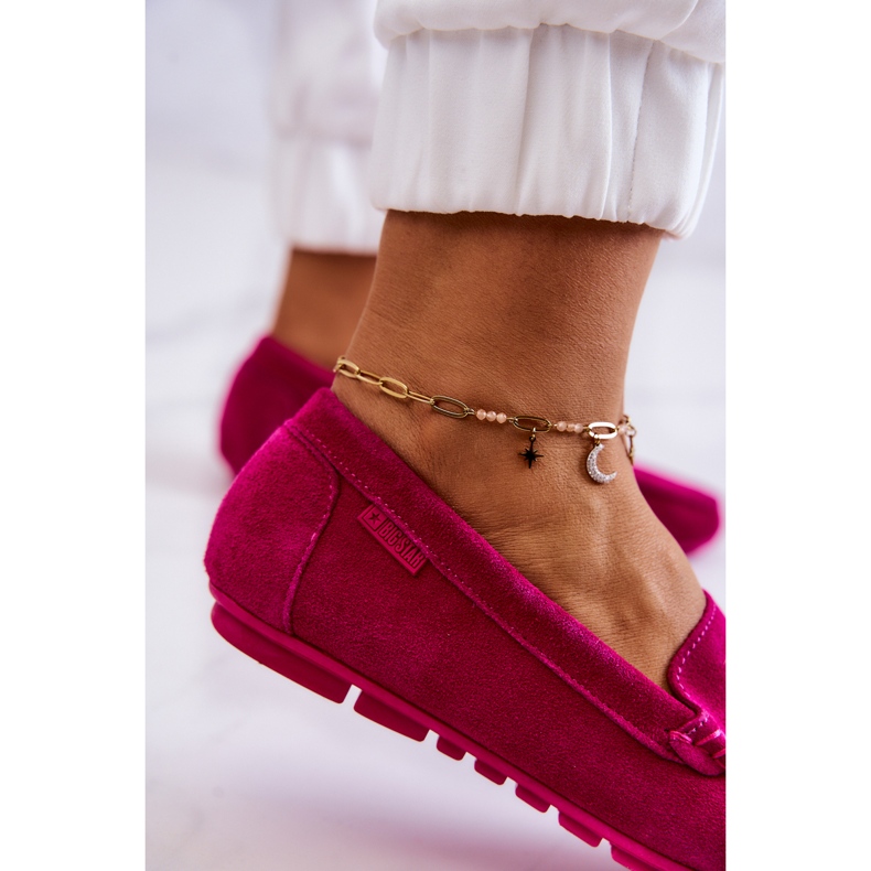 Mocasini de dama din piele intoarsa Big Star JJ274656 fucsia roz 3