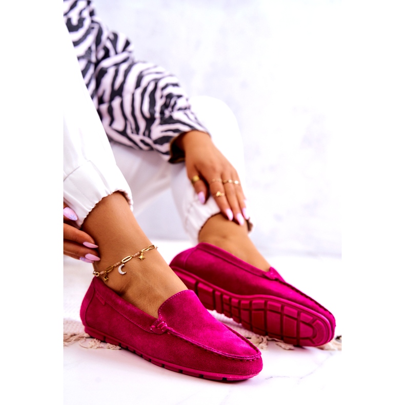 Mocasini de dama din piele intoarsa Big Star JJ274656 fucsia roz 5