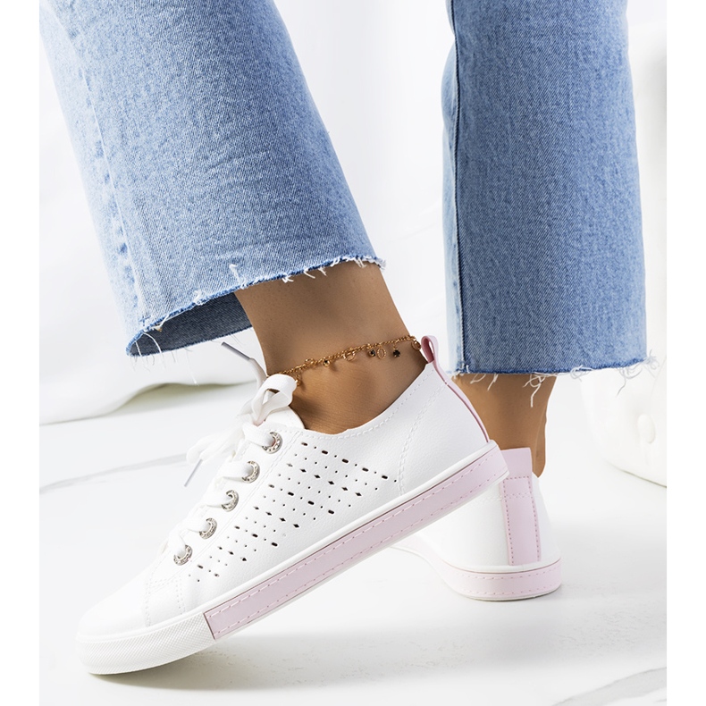 Tenisi de dama Tuuri in alb si roz 1