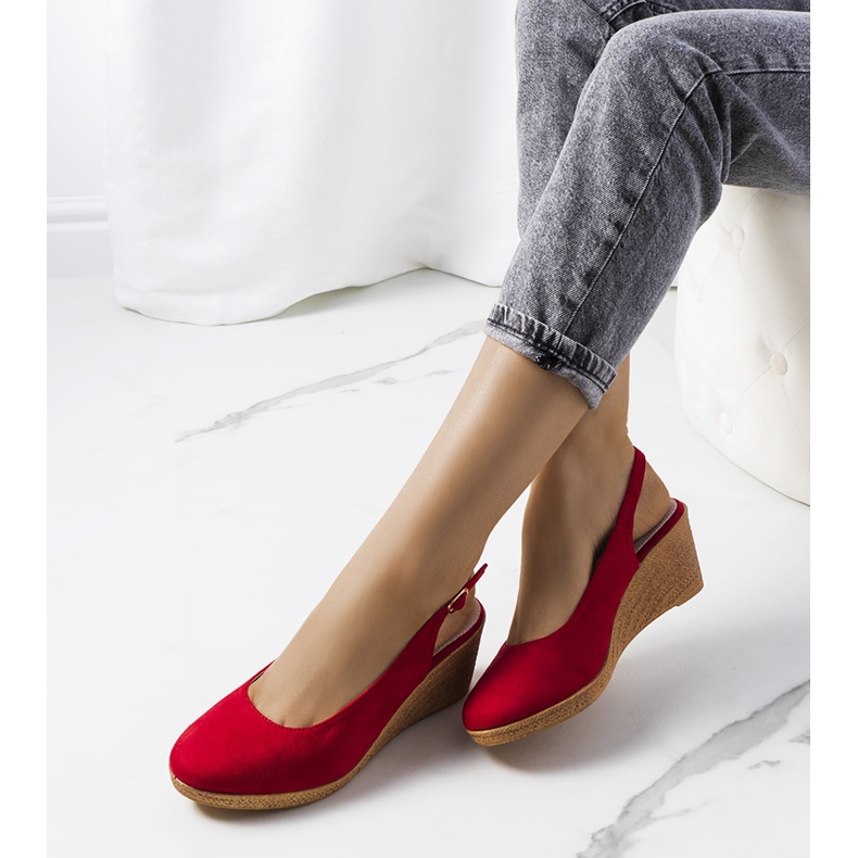 Espadrile roșii pe pană Ribeiro roșu 1