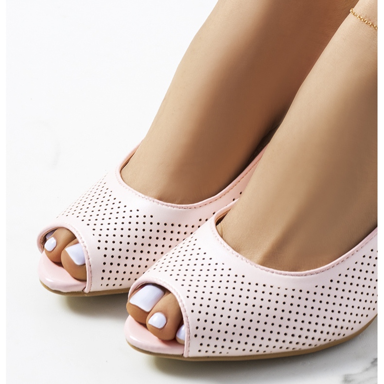 Sandale ajurate roz Ware bej 1