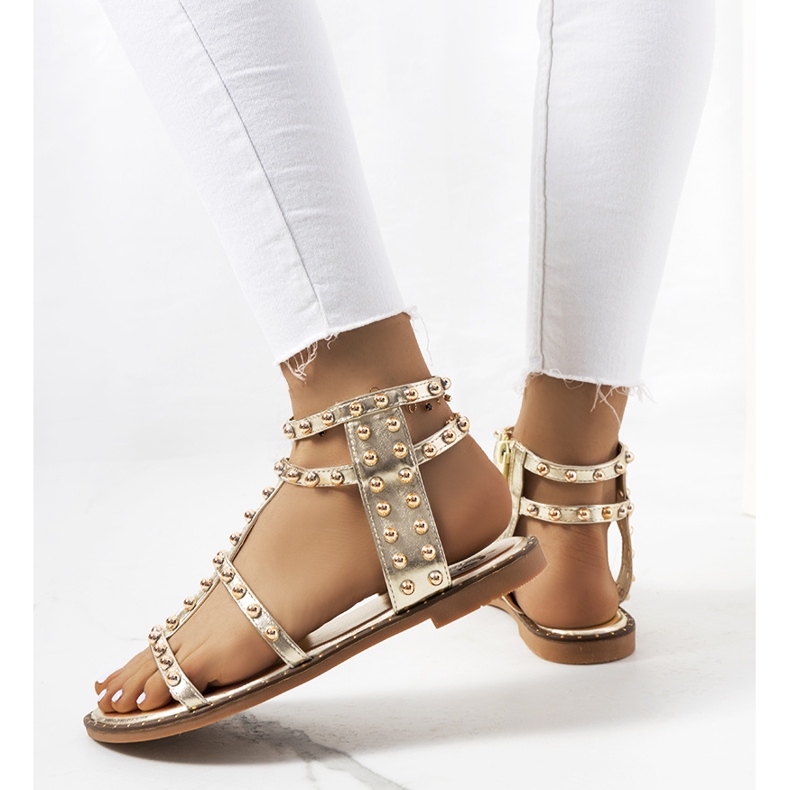 Sandale cu împânzire Kabor aurii de aur 1