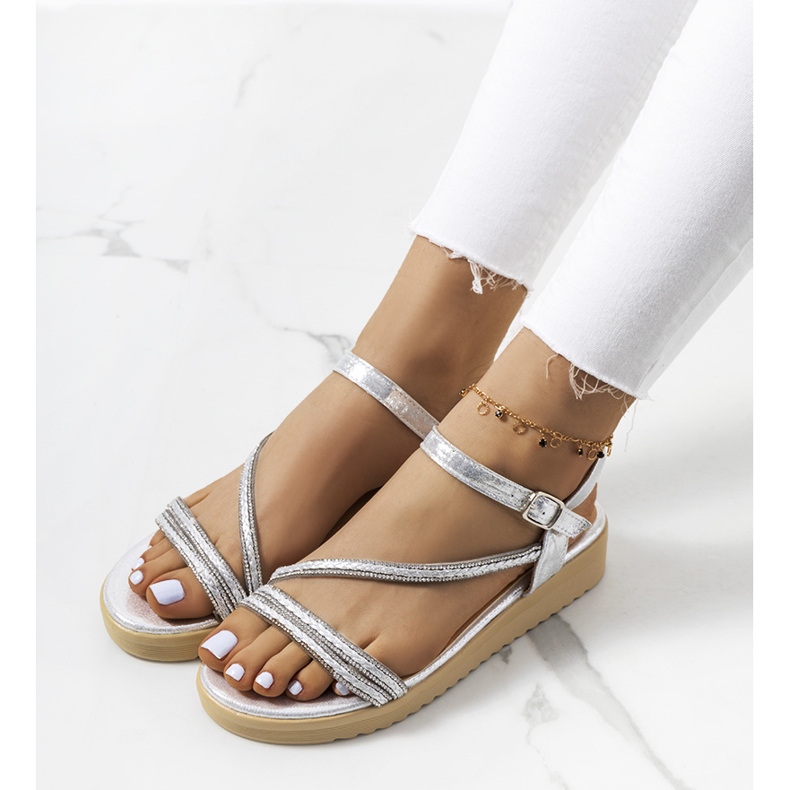 Sandale de dama argintii Ray 1