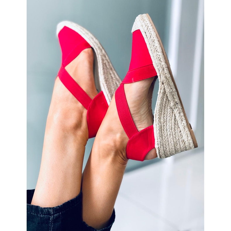 Espadrile Sandale cu pană Dolor Red roșu 2 Espadrile Sandale cu pană Dolor Red roșu 2