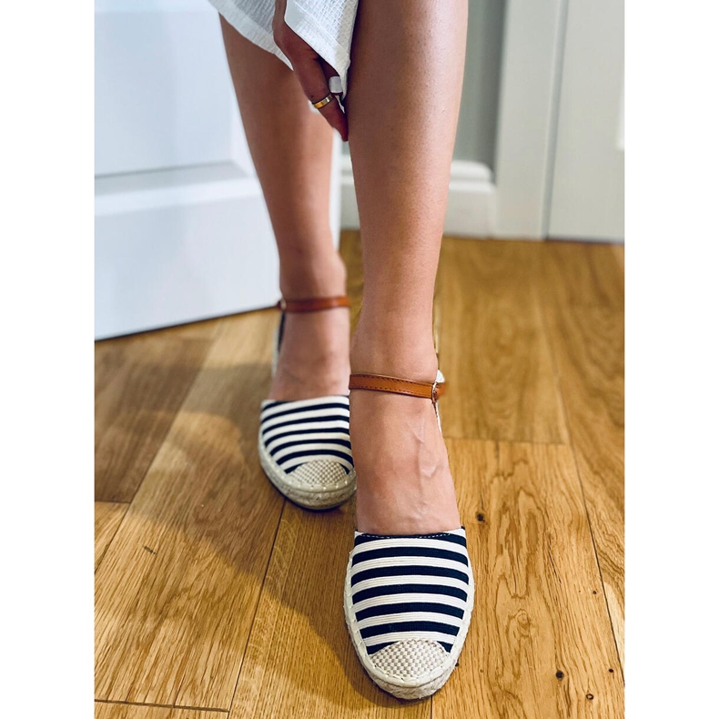 Espadrile cu dungi Irma Blue bej albastru marin 2 Espadrile cu dungi Irma Blue bej albastru marin 2