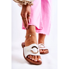 Vinceza Papuci De Damă Piele Cu Decor Marinell Alb 1