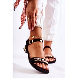 Vinceza Sandale de damă din piele intoarsa cu un lant Negru Norine 1