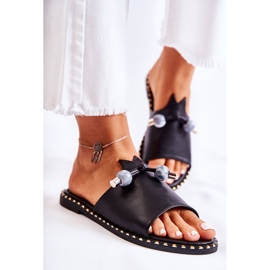 Vinceza Papuci de damă clasici cu buclă neagră Cassia negru 1