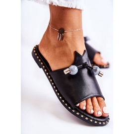 Vinceza Papuci de damă clasici cu buclă neagră Cassia negru 2