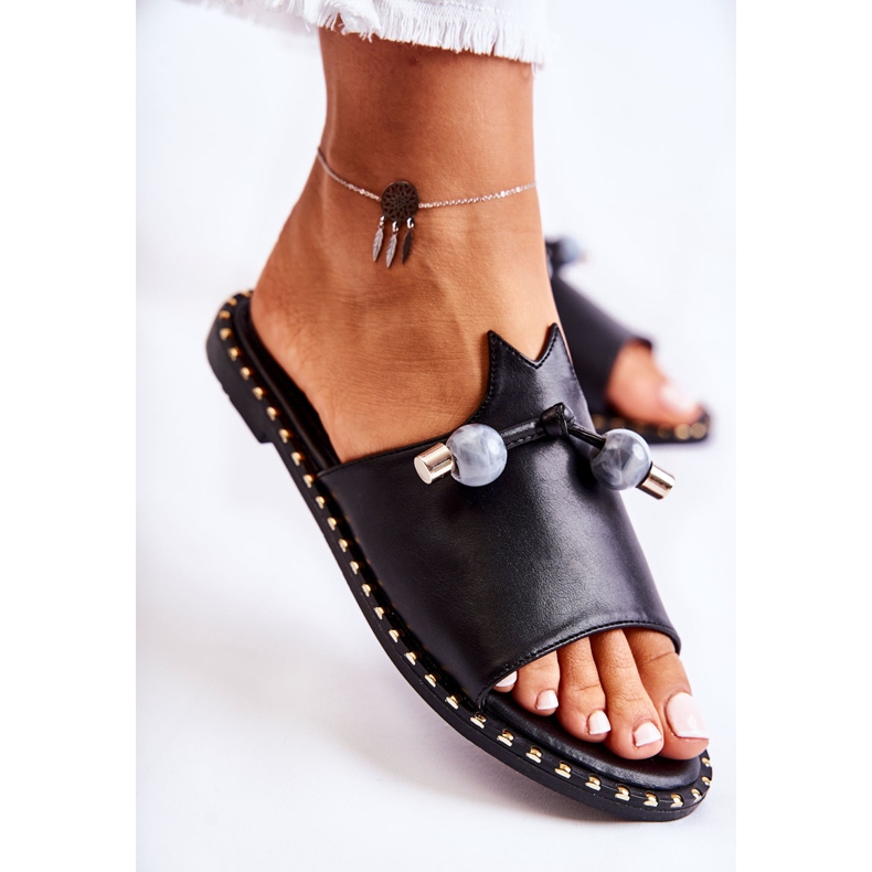 Vinceza Papuci de damă clasici cu buclă neagră Cassia negru 2