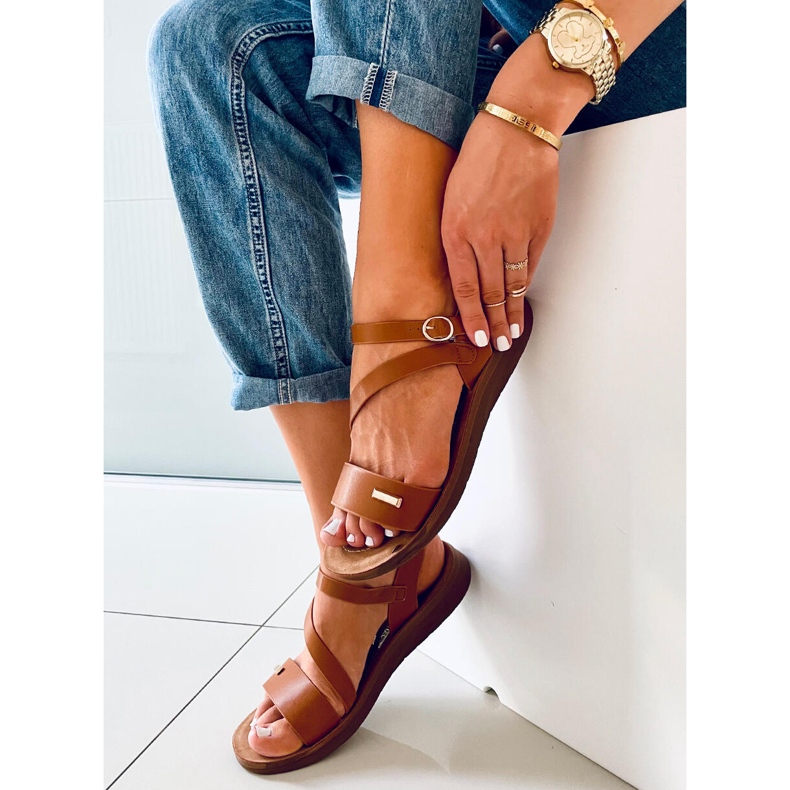 Sandale dama Leaf Camel maro 2