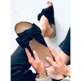 Papuci de plută cu fundă Lilia Black negru 1