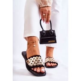 S.Barski Papuci de piele de damă, cu toc plat, negru Hollis 1