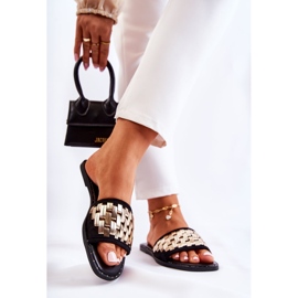 S.Barski Papuci de piele de damă, cu toc plat, negru Hollis 2