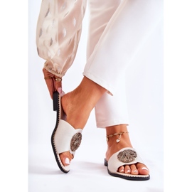 S.Barski Papuci De Damă Piele Cu Decorație Colene Aurie de aur 2