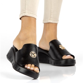 Papuci de piele Filippo DK3596 / 22 Bk negru 4