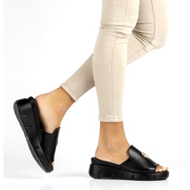 Papuci de piele Filippo DK3596 / 22 Bk negru 5